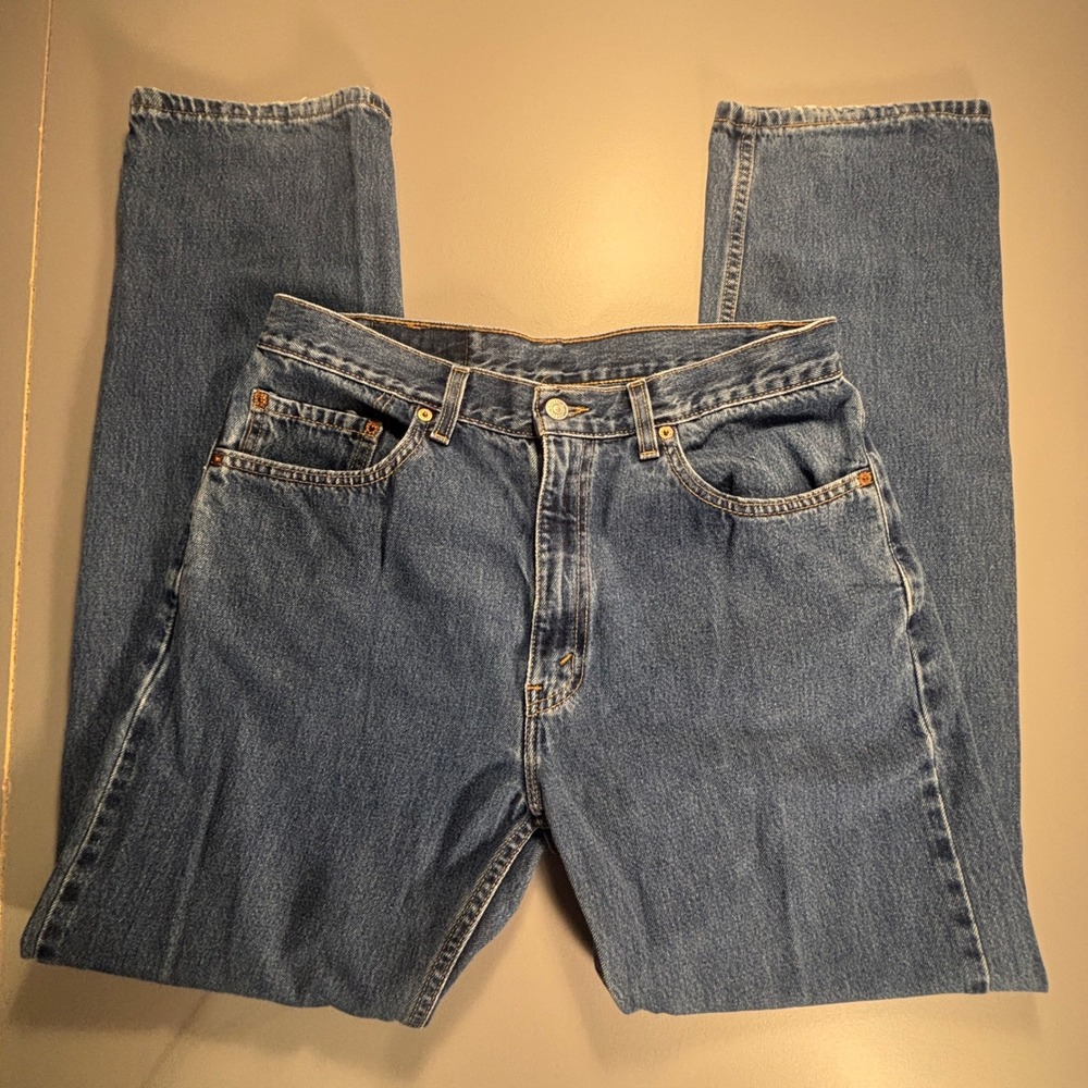 USA VTG Levis 505 Jeans Mens W34 L32 Regular Fit Straight Leg Blue Denim - Picture 3 of 12